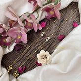 Vriksham Trio Floral Ad Stone Shape With Gold Drop Gold Look Alike Anklets-Red Green & White-G20691